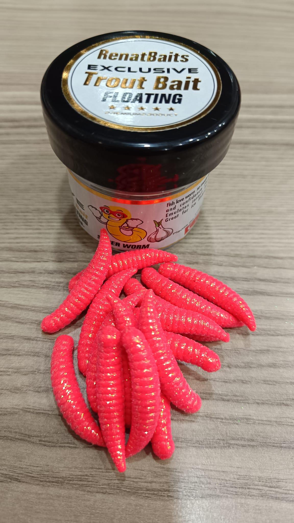 Renat Trout Bait Sarımsak Kokulu Silikon Kurtçuk Alabalık Yemi 15 Pcs - Kırmızı