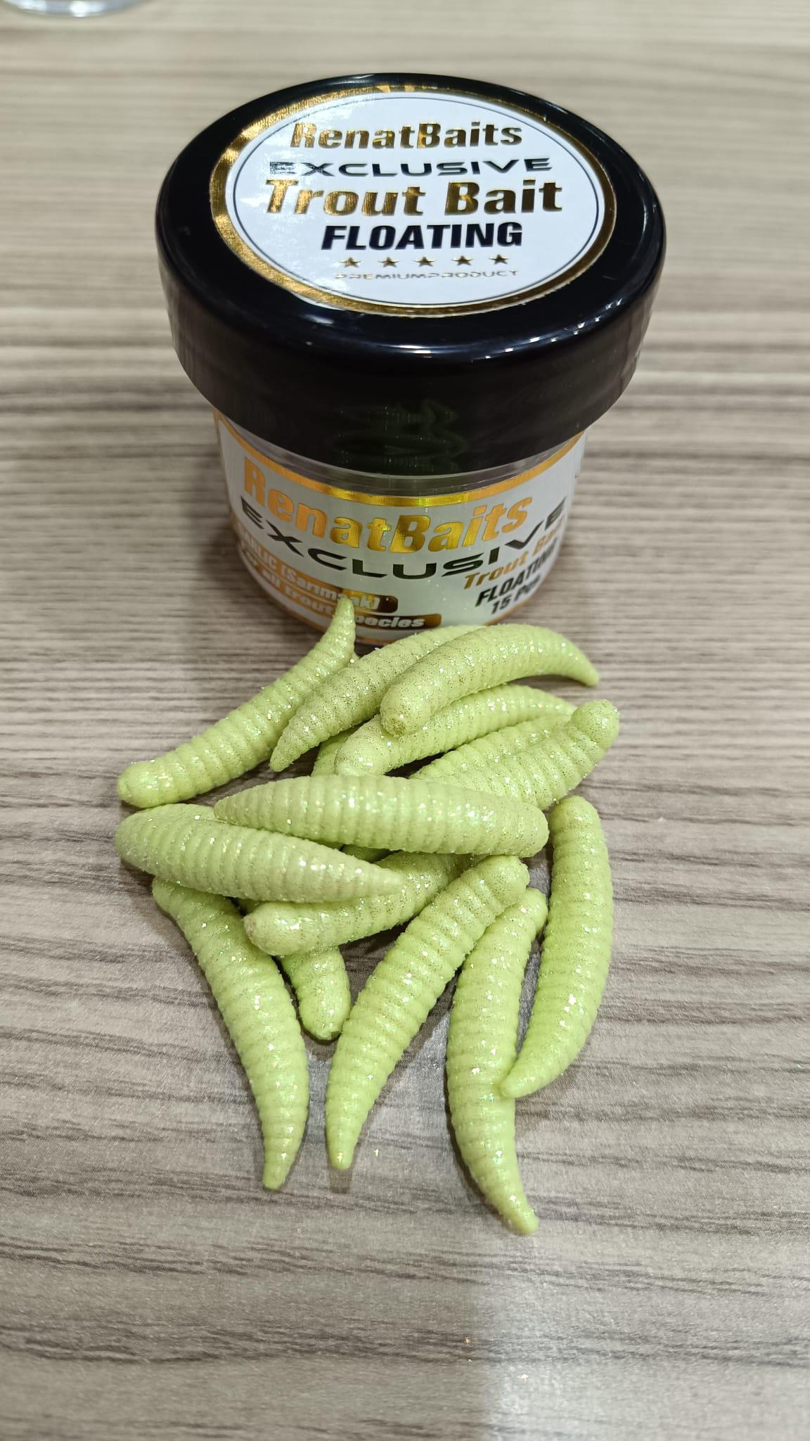 Renat Trout Bait Sarımsak Kokulu Silikon Kurtçuk Alabalık Yemi 15 Pcs - Küf Yeşil 