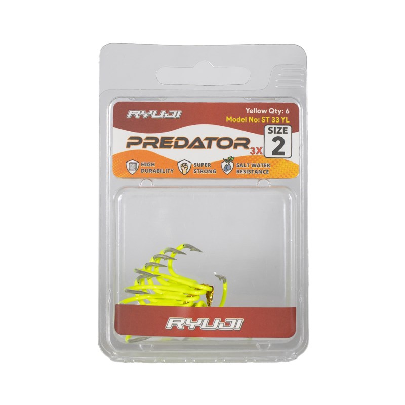 RYUJI PREDATOR ST33 YELLOW ÜÇLÜ İĞNE (6 ADET)