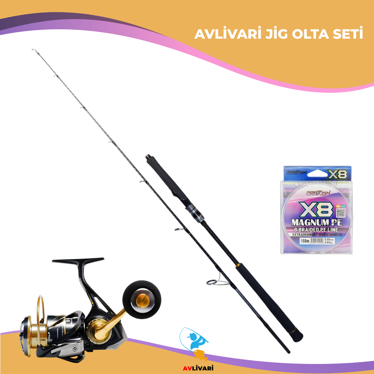 Ryuji SeaWolf 198 Cm 30-150 Gr Jig - Ryuji Seawolf 6000 10+1 BB Jig Tam Takım Kıyı Hobi Olta Seti
