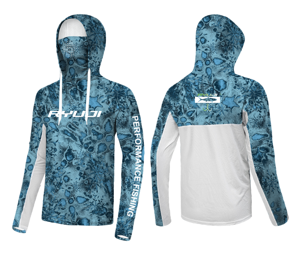 RYUJI UV PERFORMANCE HOODIE SHIRT+NECK, DARK TIDE