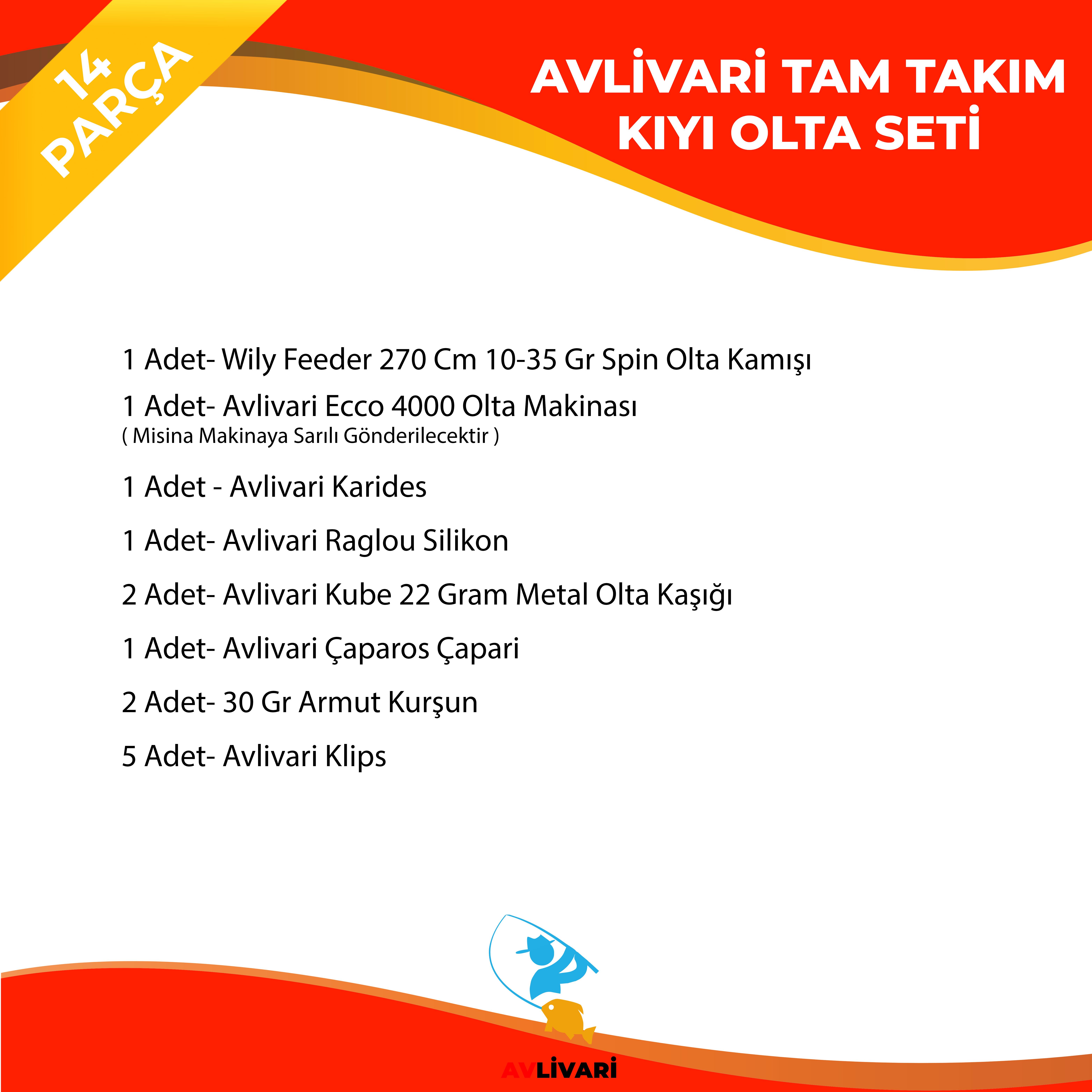 Wily Feeder 270 Cm 10-35 Gr Avlivari Ecco 4000 Olta Makinası Tam Takım Kıyı Hobi Usta Olta Seti