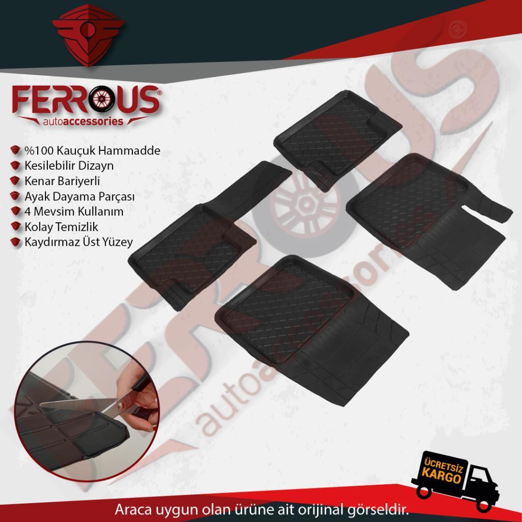 Ferrous Her Araca Uyumlu Üniversal Kauçuk Havuzlu Paspas Siyah