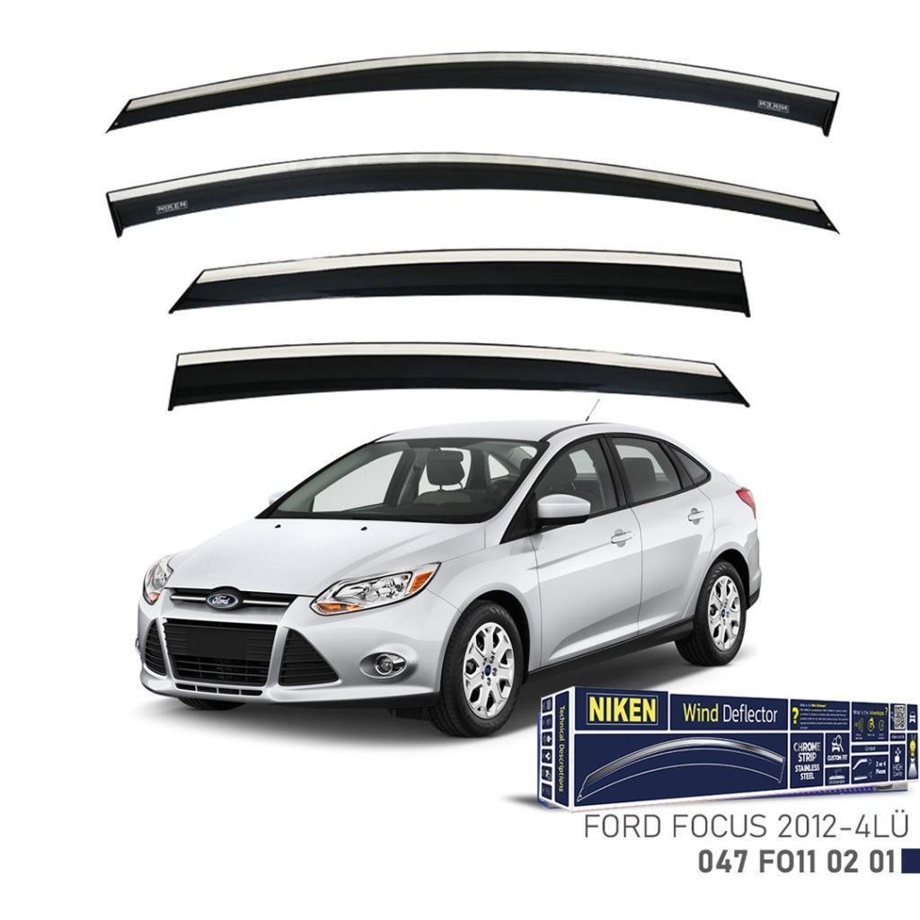 Ford Focus 3 Sedan Niken Kromlu Cam Rüzgarlığı 4lü Set 2012 2015 