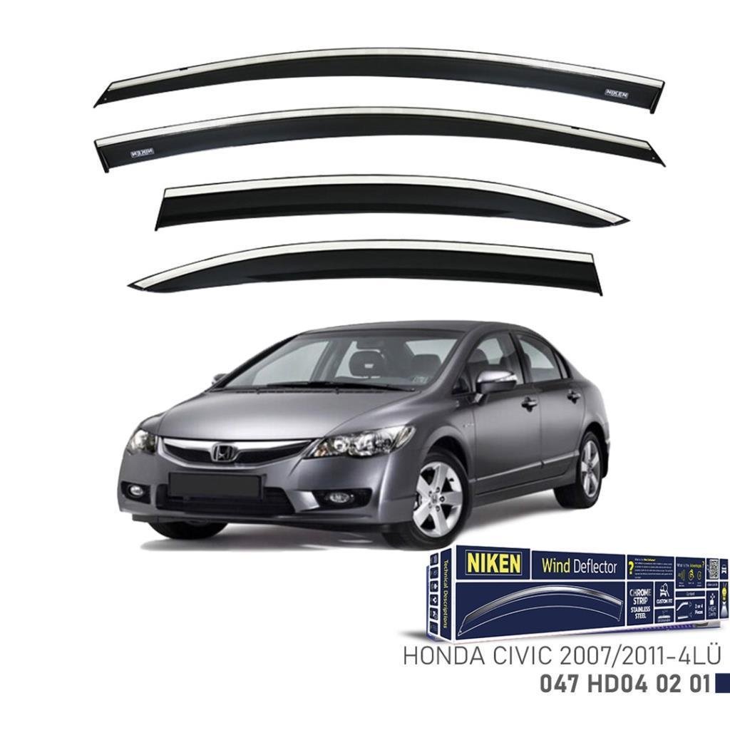 Honda Civic Fd6 Niken Kromlu Cam Rüzgarlığı 4lü Set 2007 2012 