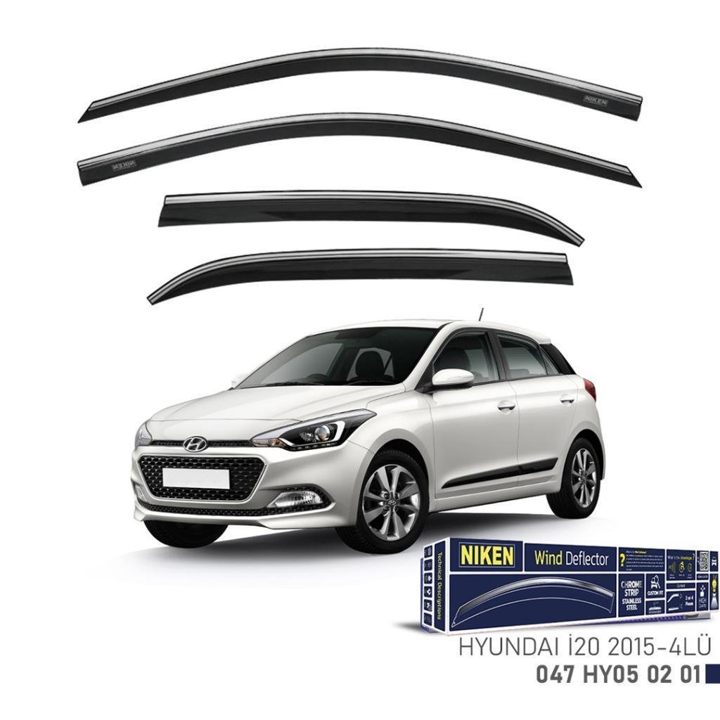 Hyundai i20 Niken Kromlu Cam Rüzgarlığı 4lü Set 2015 2020 