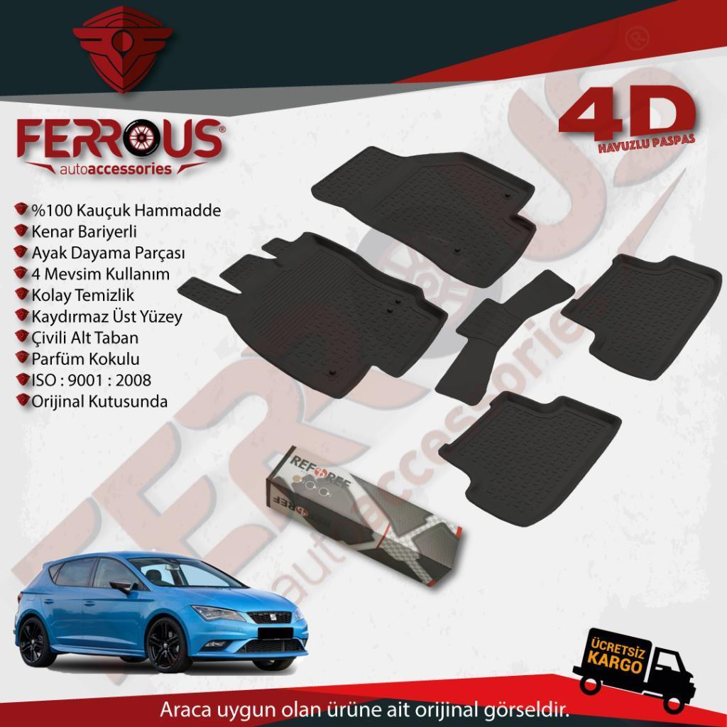 Seat Leon MK3 Refref 4D Havuzlu Kauçuk Paspas 2013 ve Üstü Siyah