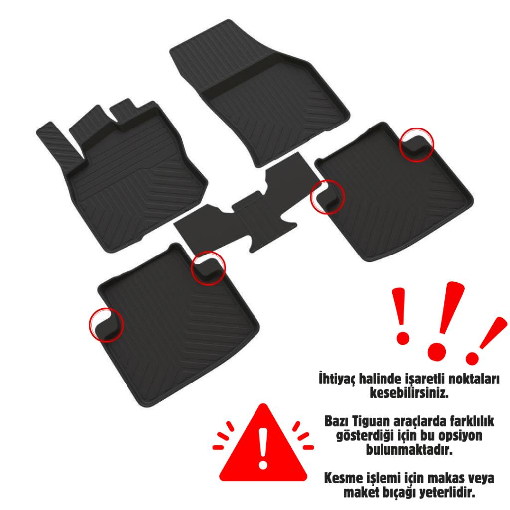 Volkswagen Tiguan 3 Ferrous 4D Havuzlu Kauçuk Paspas 2024 ve Üstü