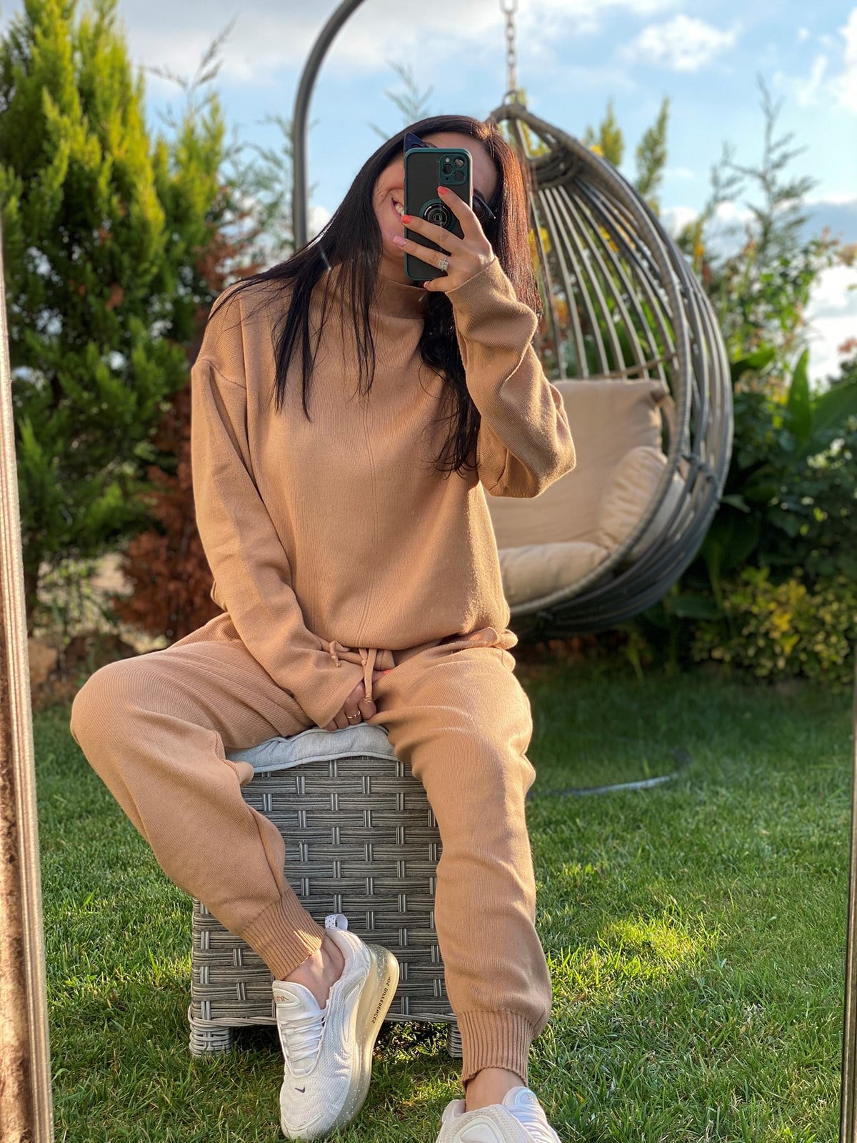 2'li Camel Balıkçı Yaka Triko Takım