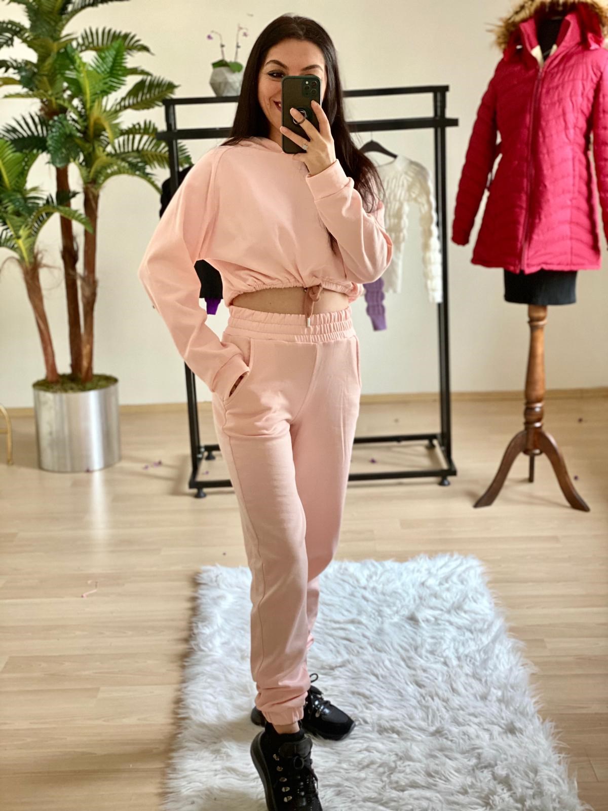 3 İplik Polar Sweat Pudra Pembe Eşofman Takımı