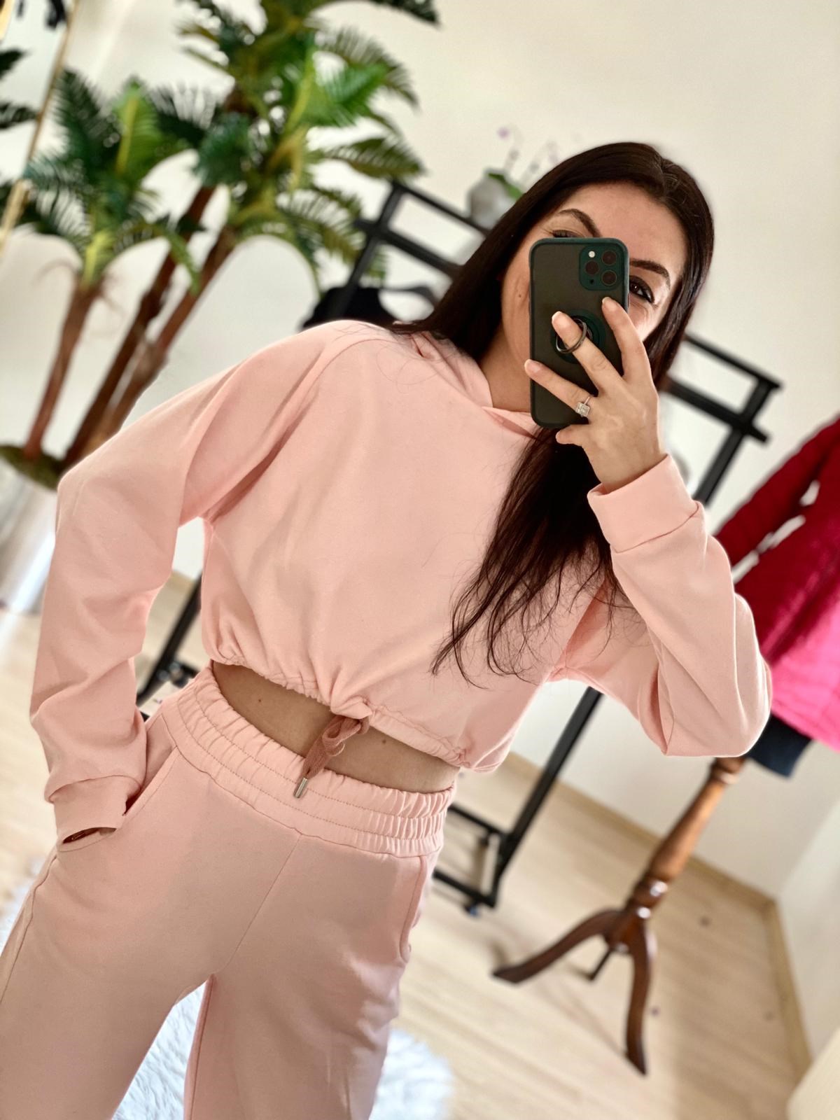 3 İplik Polar Sweat Pudra Pembe Eşofman Takımı