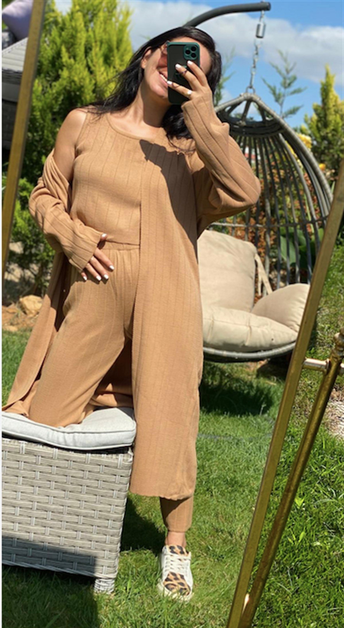 3'lü Triko Camel Renk Takım