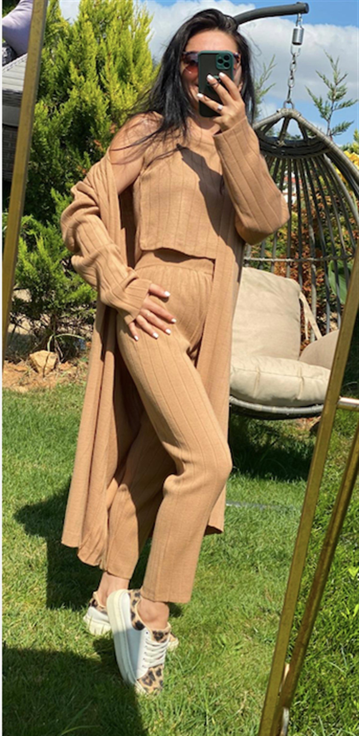 3'lü Triko Camel Renk Takım
