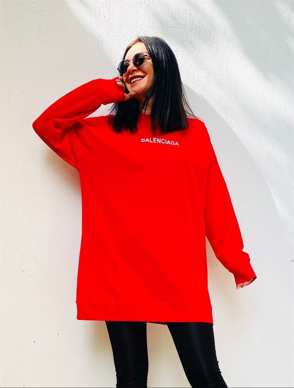 Balanciaga Pamuklu Kırmızı Tunik Sweat