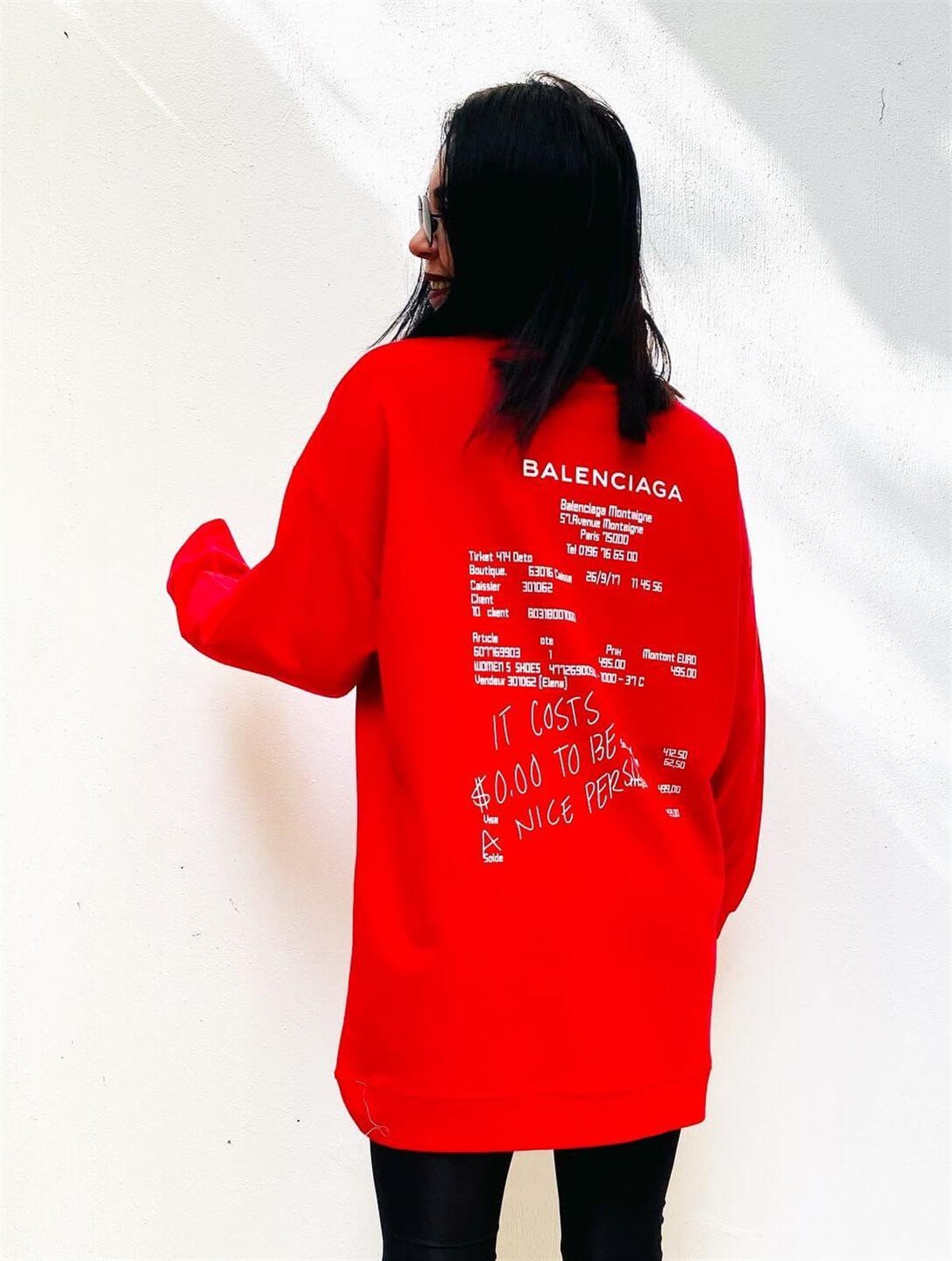 Balanciaga Pamuklu Kırmızı Tunik Sweat