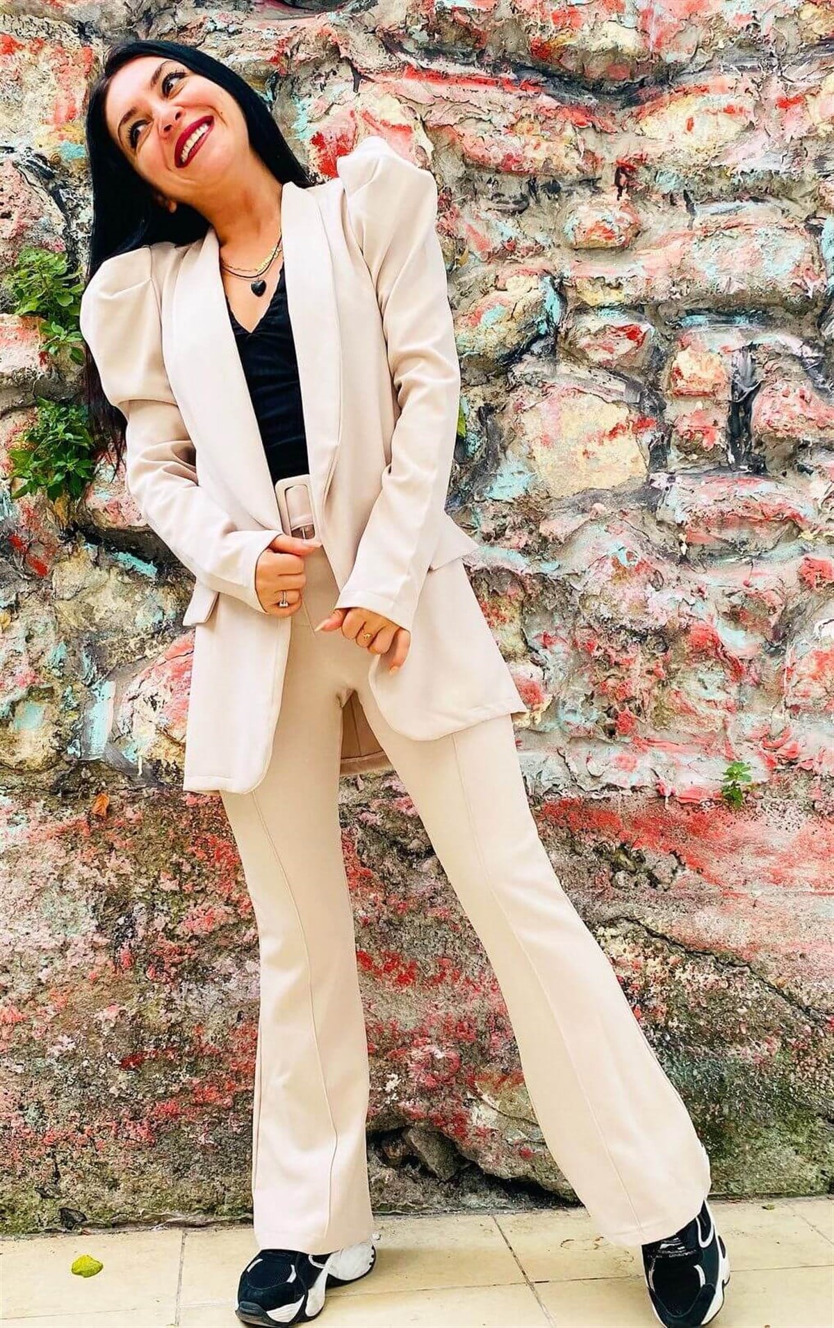 Bej Omuz Vadkalı Blazer Ceket