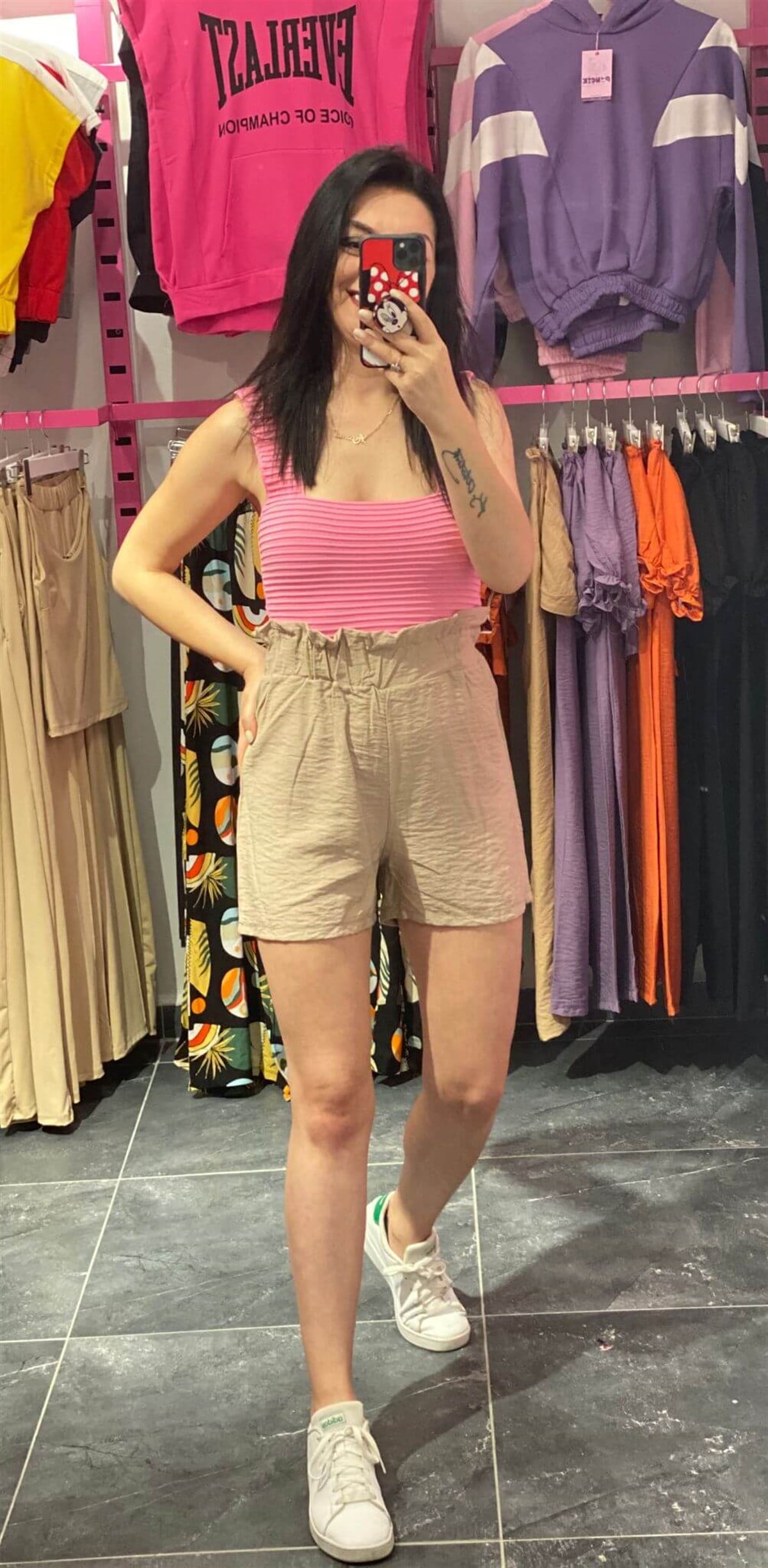 Beli Lastikli Vizon Keten Şort