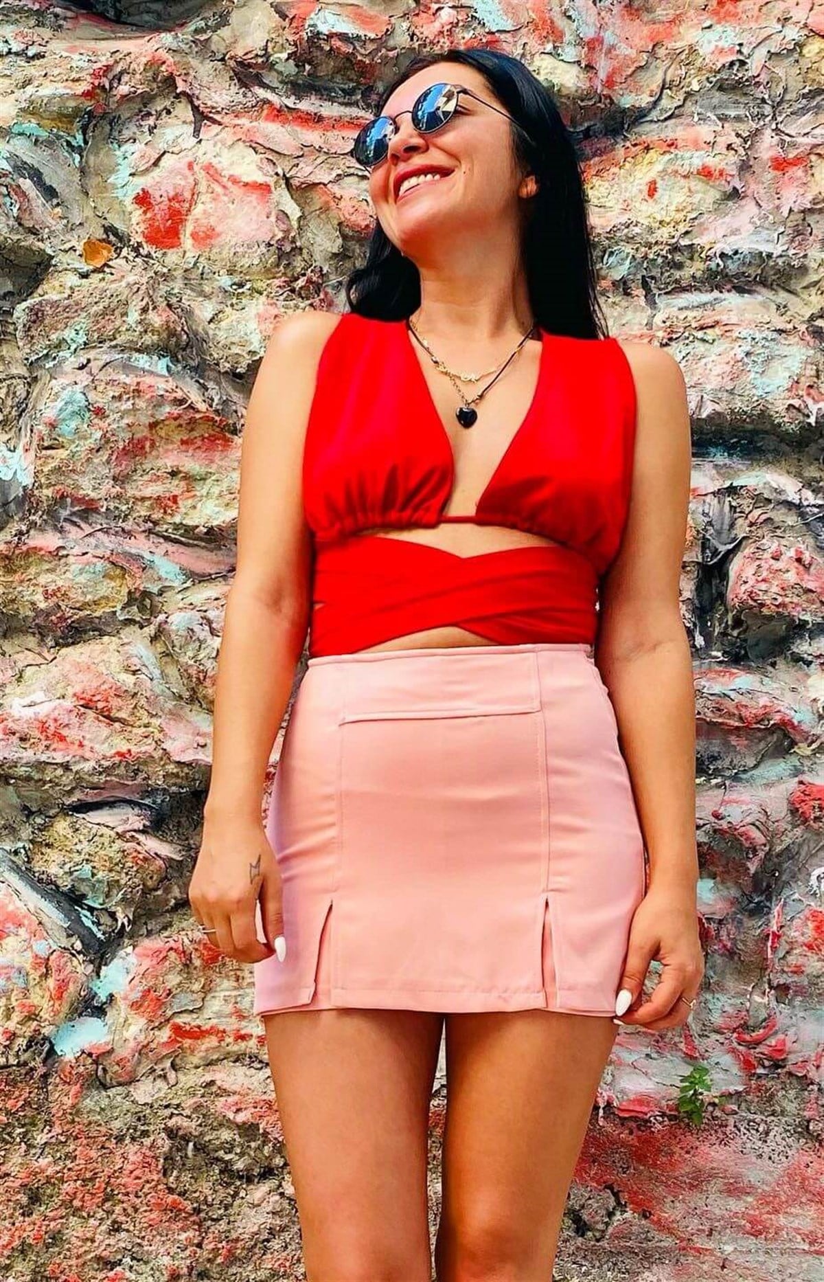 Bershka Model Gül Rengi Şort Etek