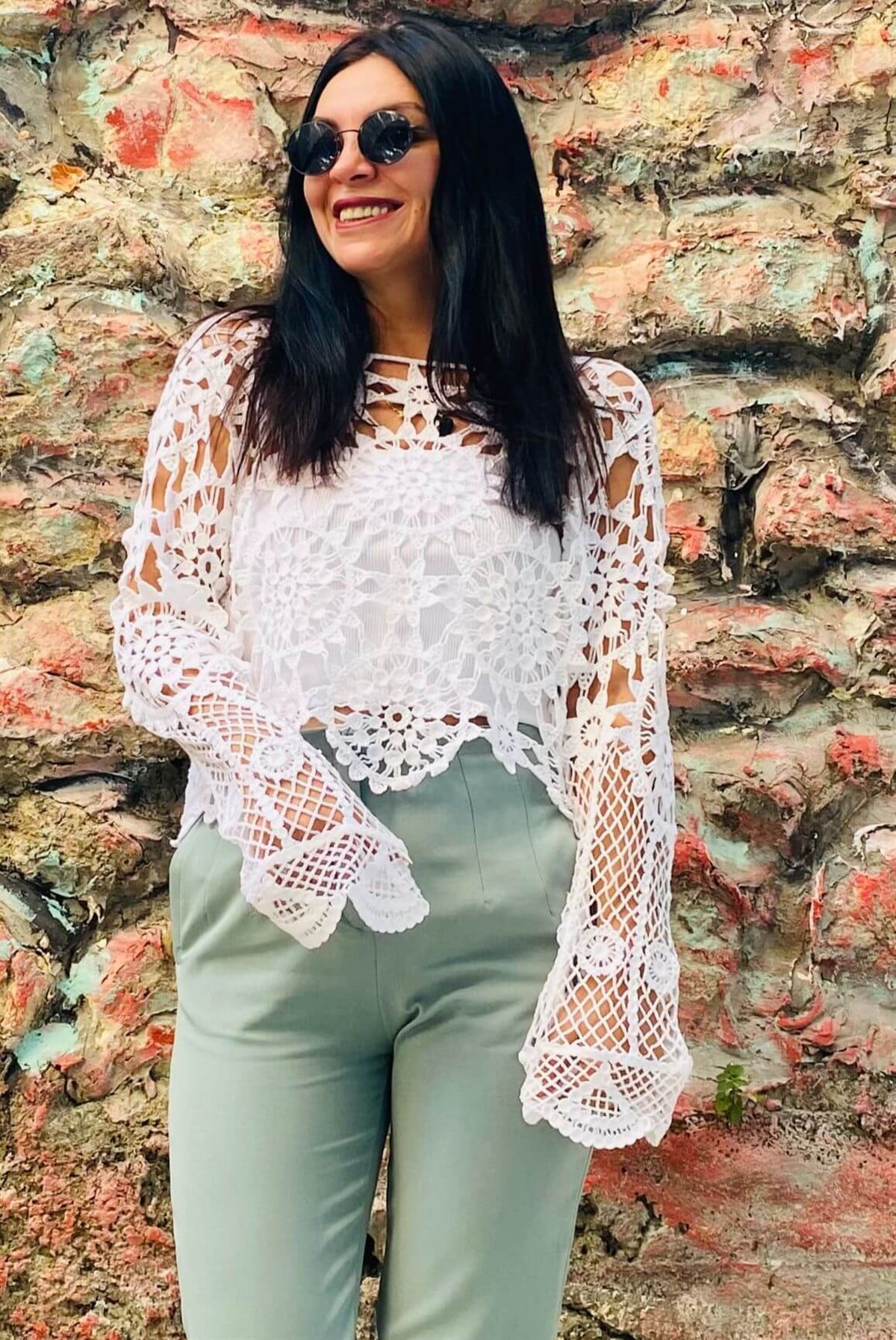 Beyaz Örme Triko Kazak