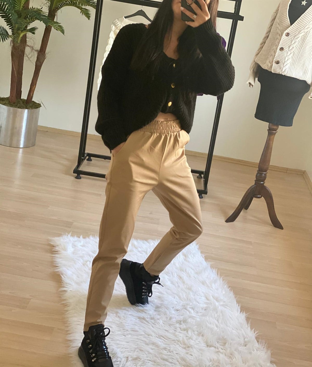 Camel Şardonlu Pantolon