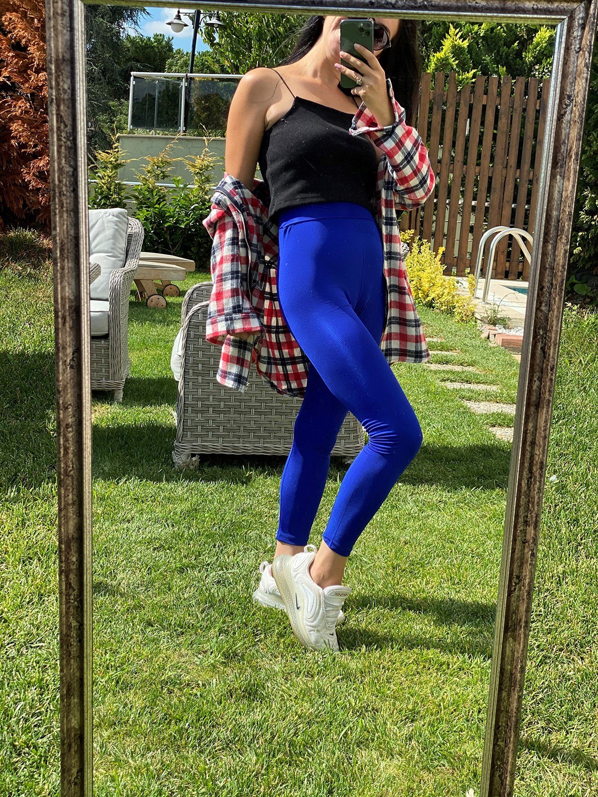 Disco Yüksek Bel Saks Mavisi Tayt