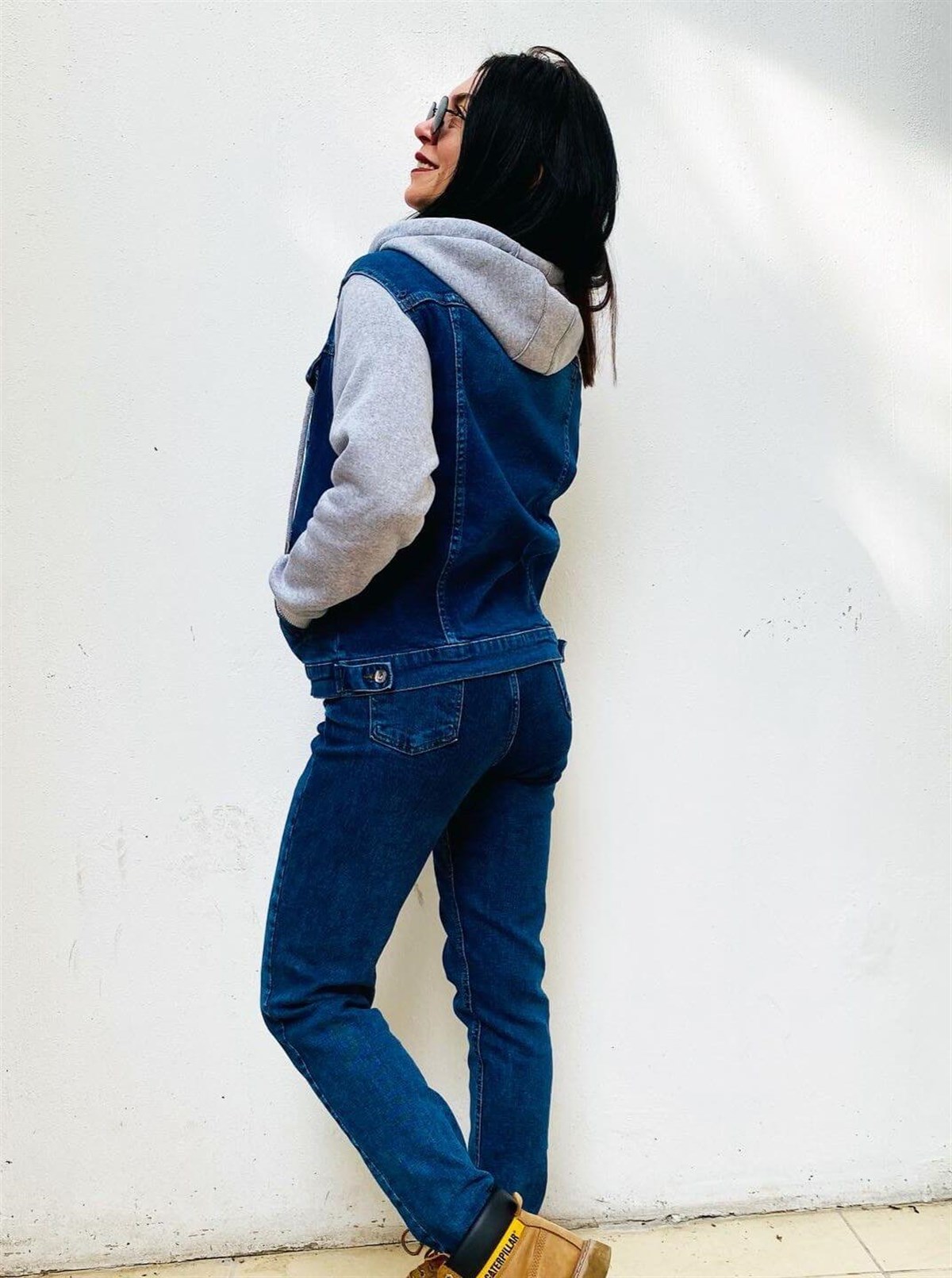 Full Likralı Basic Mavi Mom Jean