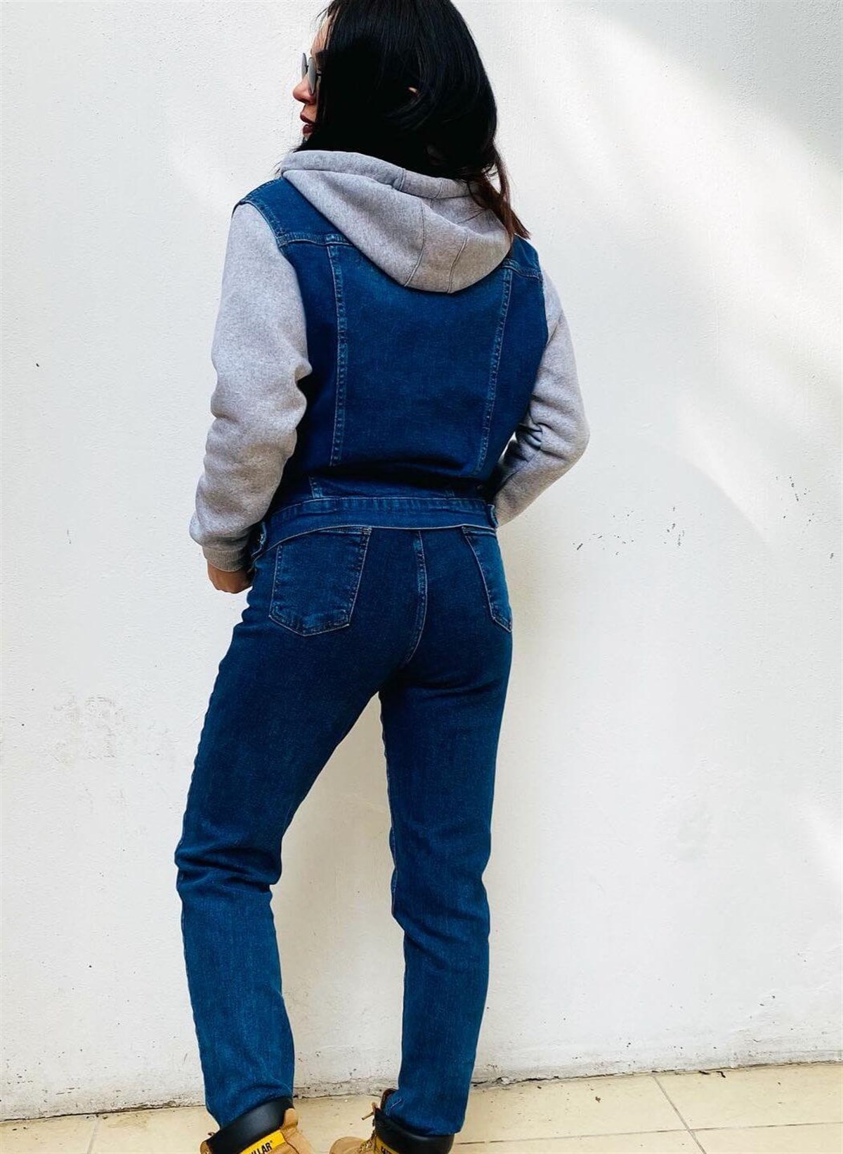 Full Likralı Basic Mavi Mom Jean