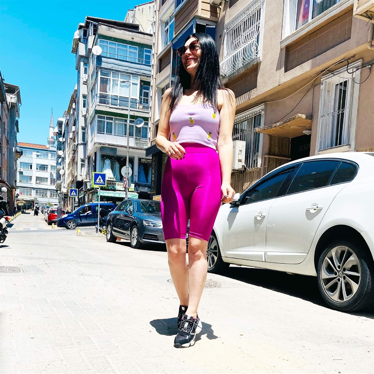 Fuşya Pembe Disco Şort Tayt