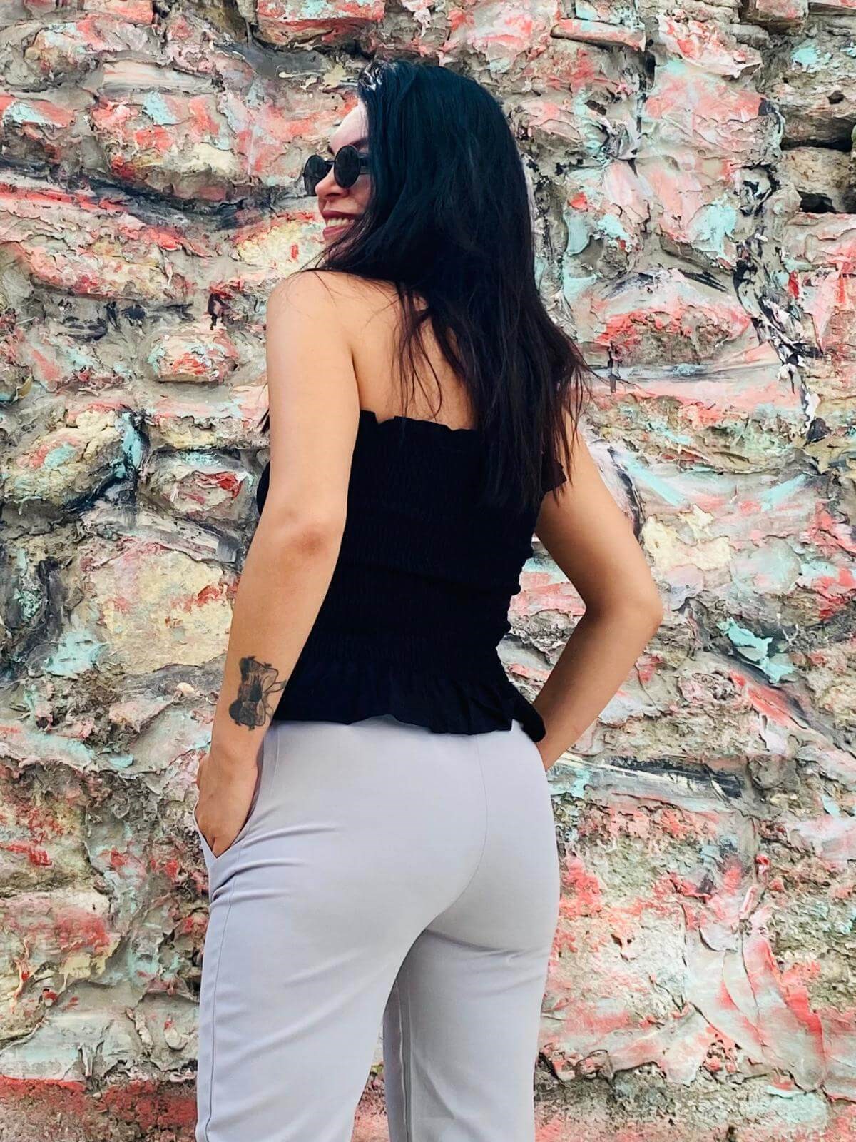 Gipeli Düğmeli Siyah Cop Bluz