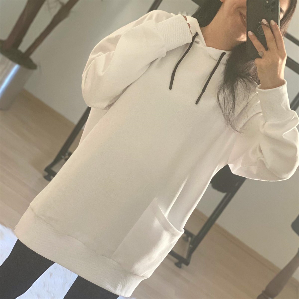 Kapişonlu Cep Detaylı Sweat Tunik