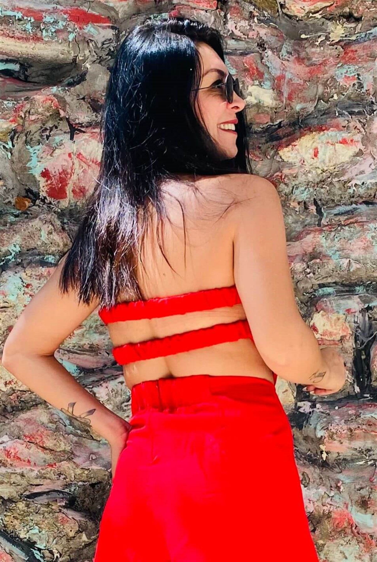 Kırmızı mendil Tasarım Straplez Crop Top