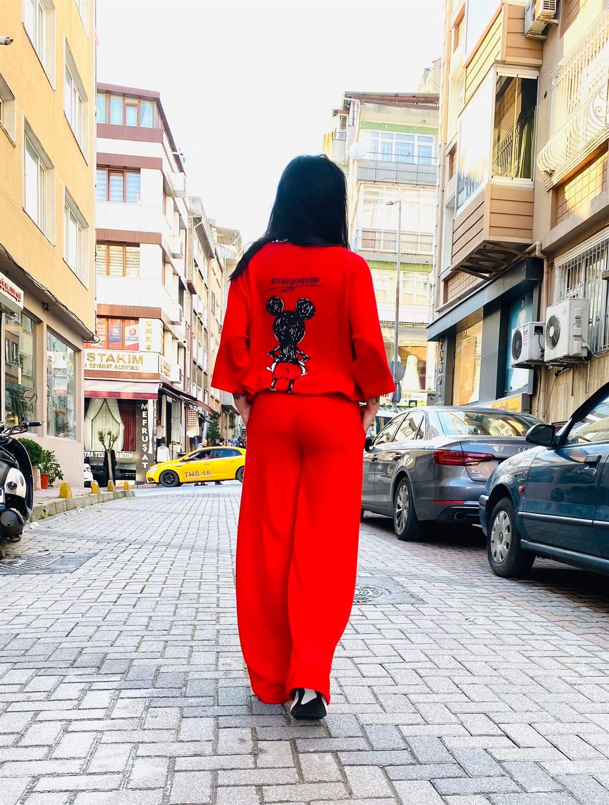 Kırmızı Rahat Kalıp Mickey Eşofman Takımı