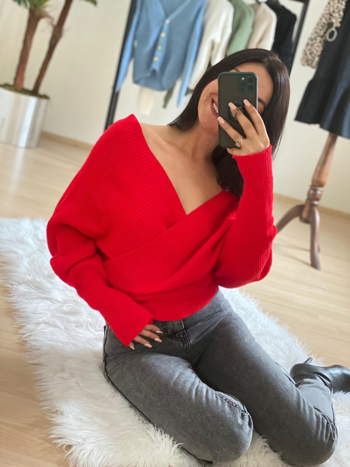 Kırmızı Zara Model V Kazak