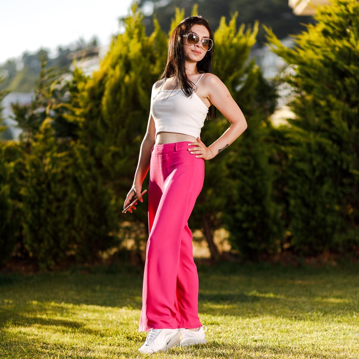 Kumaş Pembe Pantolon