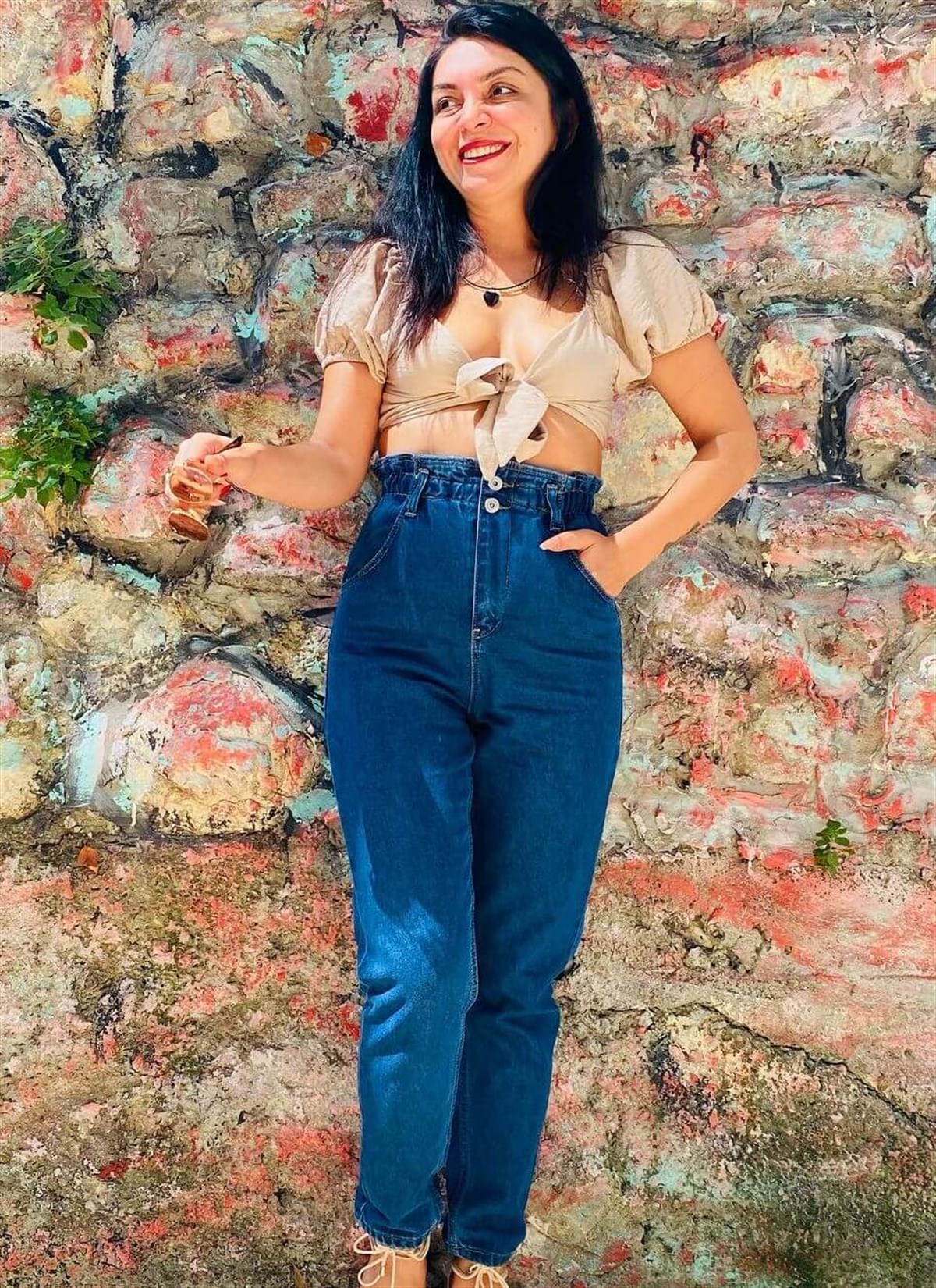 Mavi Beli Lastikli Mom Jean