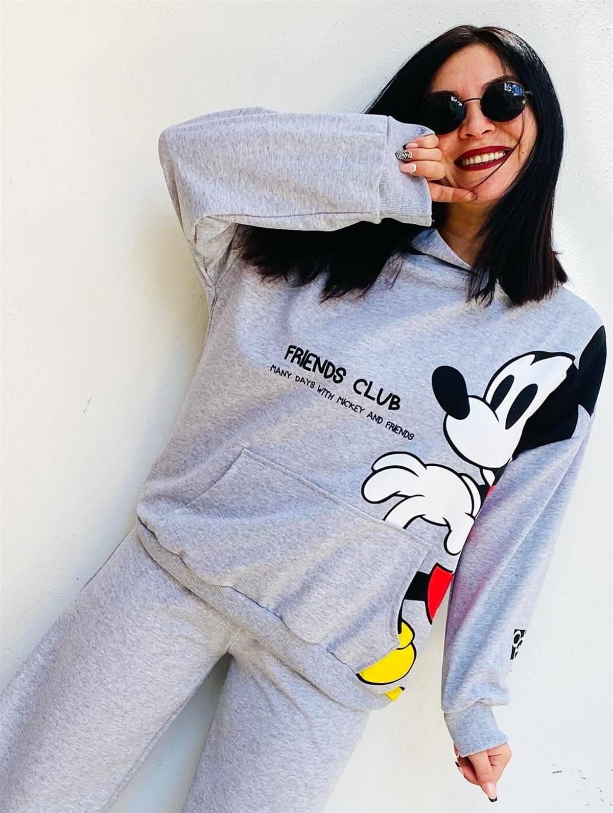 Mickey Rahat Kalıp Gri Eşofman Takımı