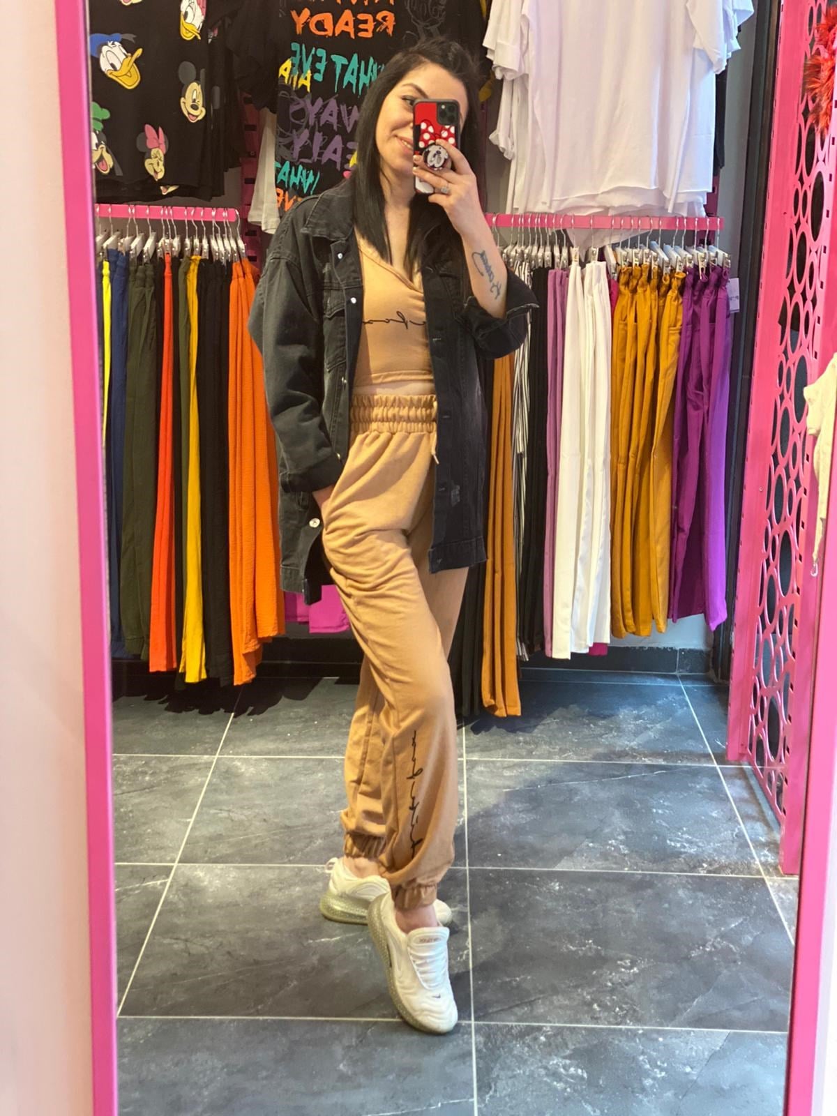 Paça Lastikli Camel Eşofman Takımı
