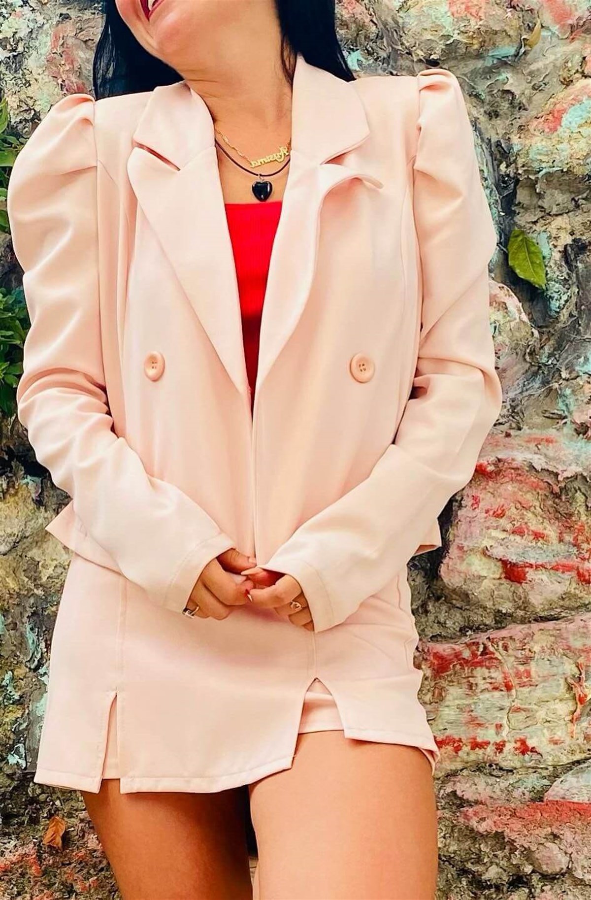 Pudra Omuz Vadkalı Blazer Ceket