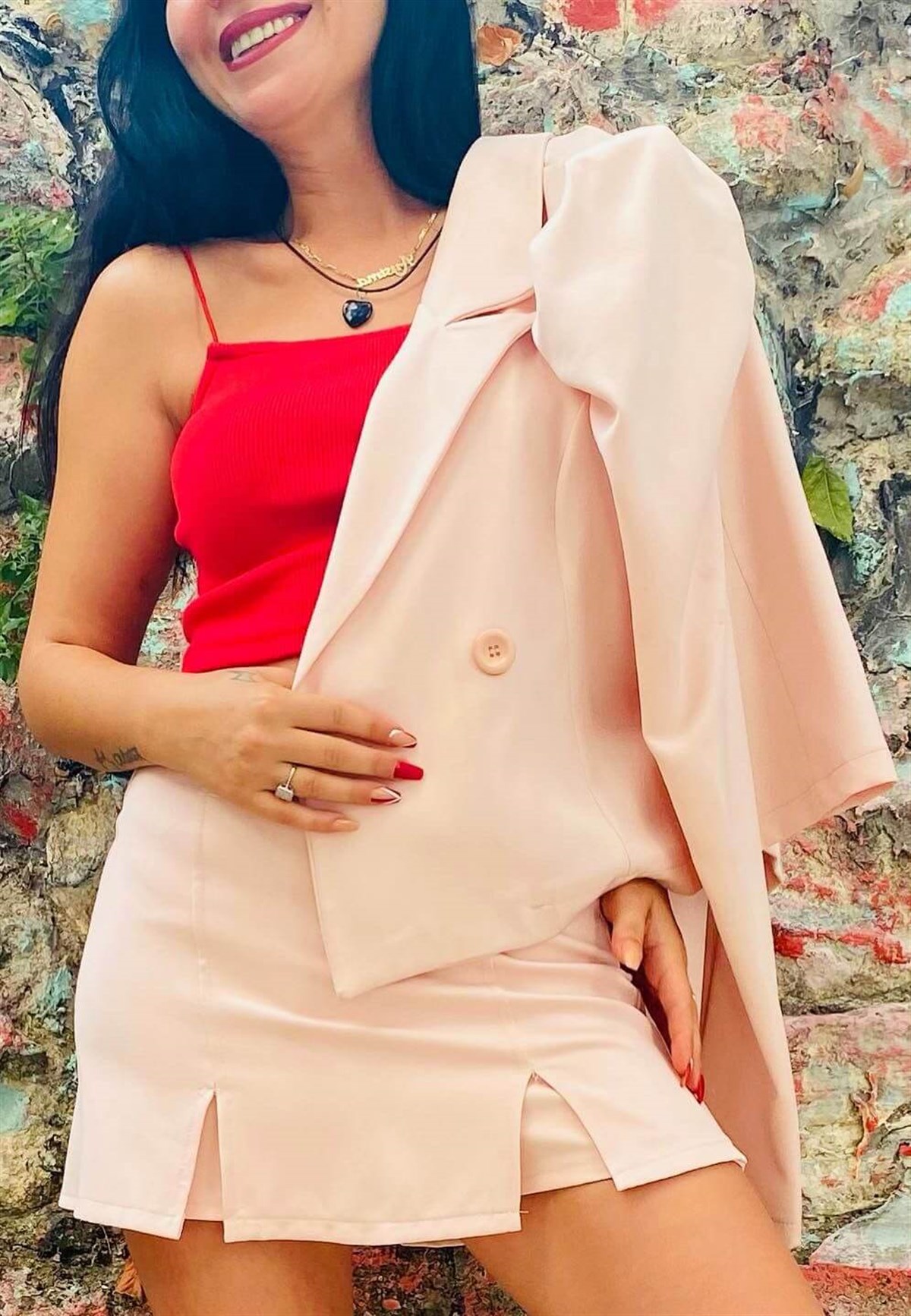 Pudra Omuz Vadkalı Blazer Ceket