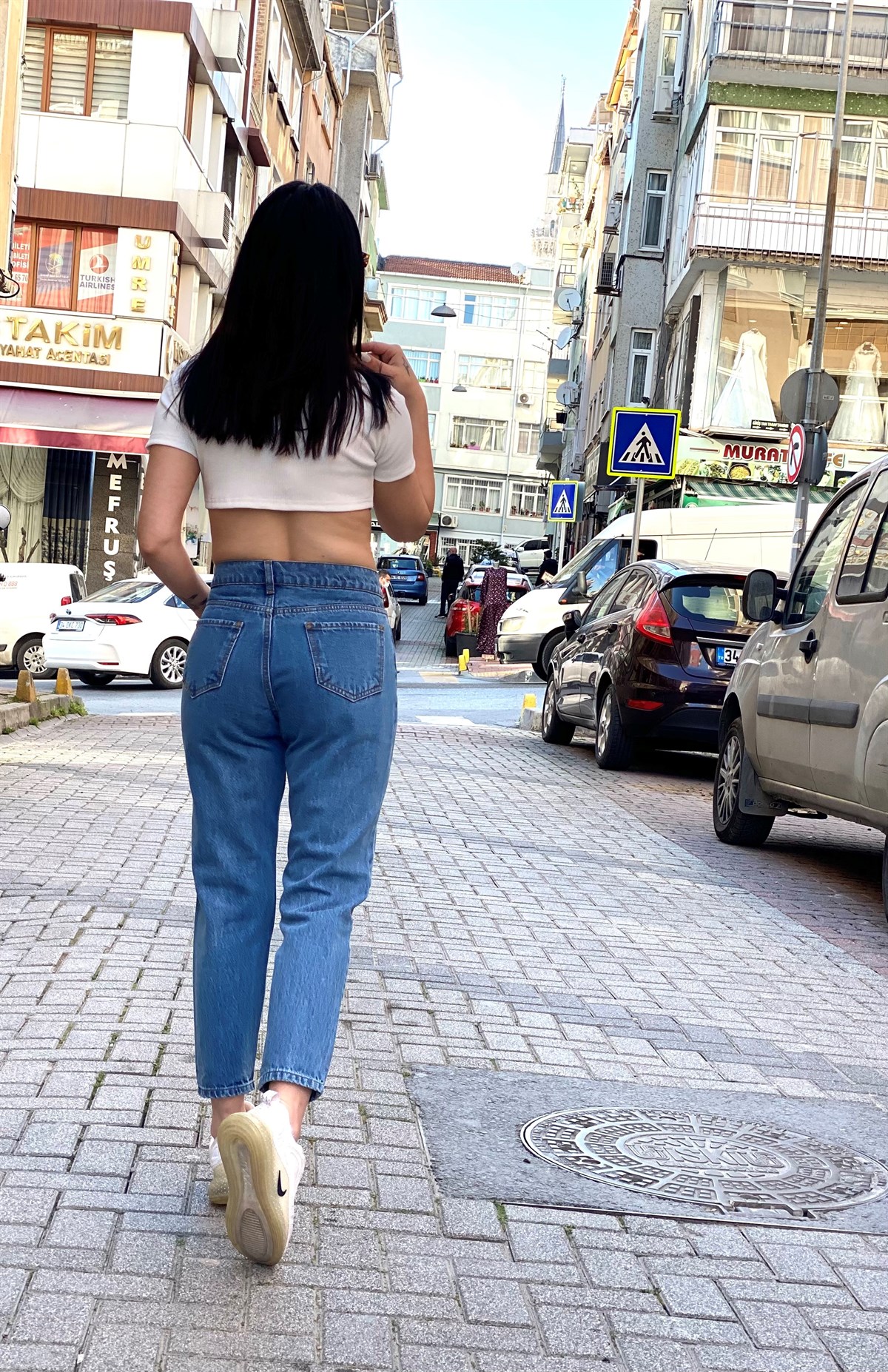 Silüet Baskı Mom Jean