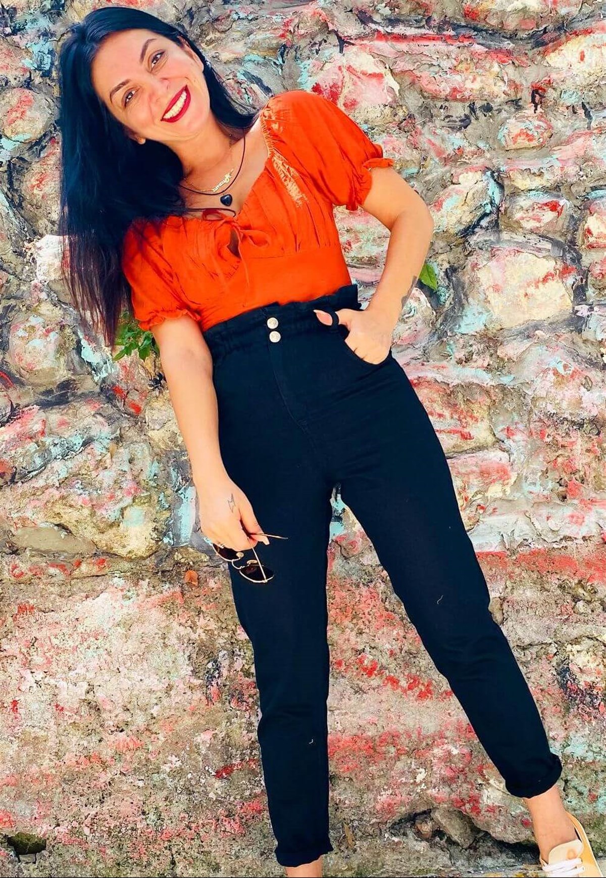 Siyah Beli Lastikli Mom Jean