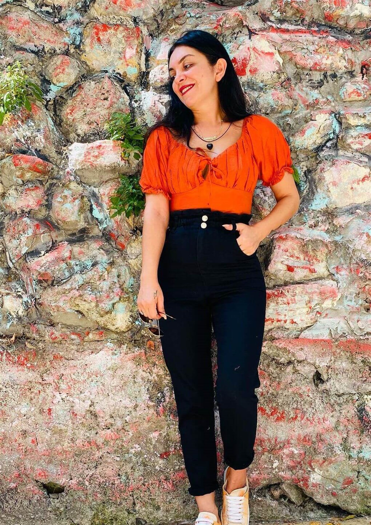 Siyah Beli Lastikli Mom Jean