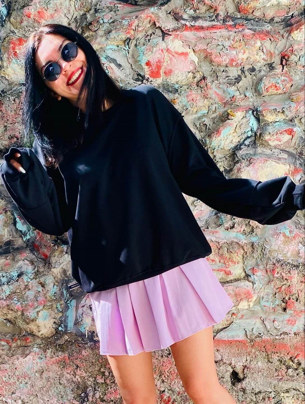 Siyah Rahat Kalıp Sweat