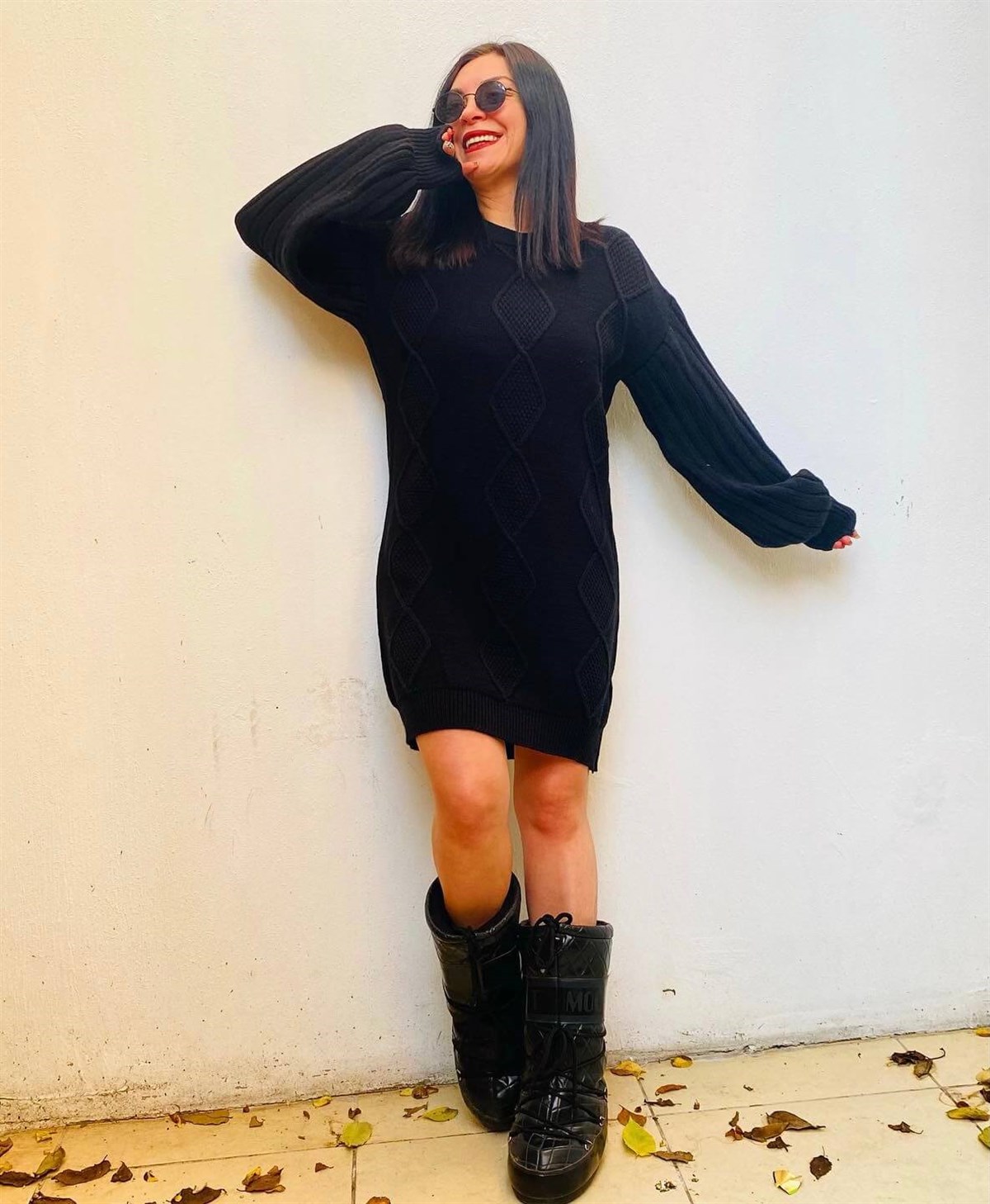 Siyah Triko Elbise Tunik