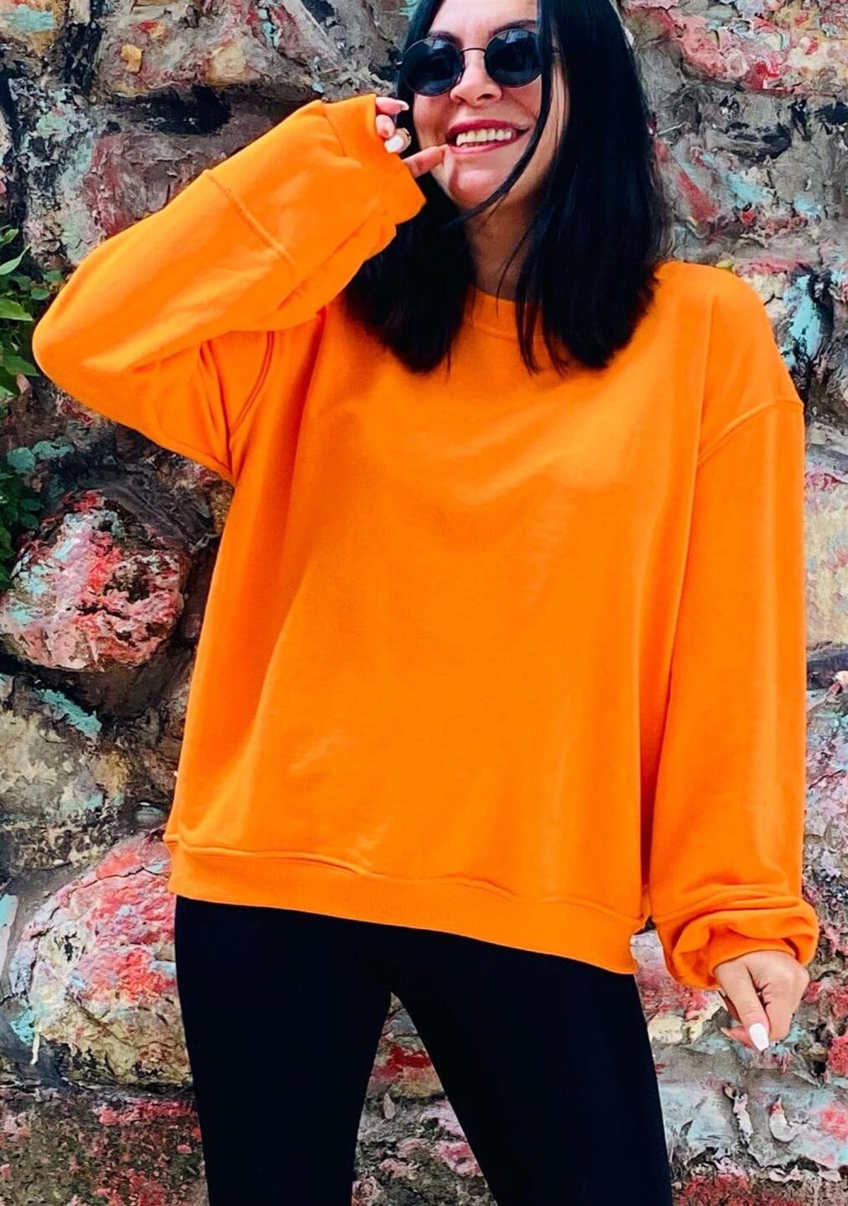 Turuncu Rahat Kalıp Sweat