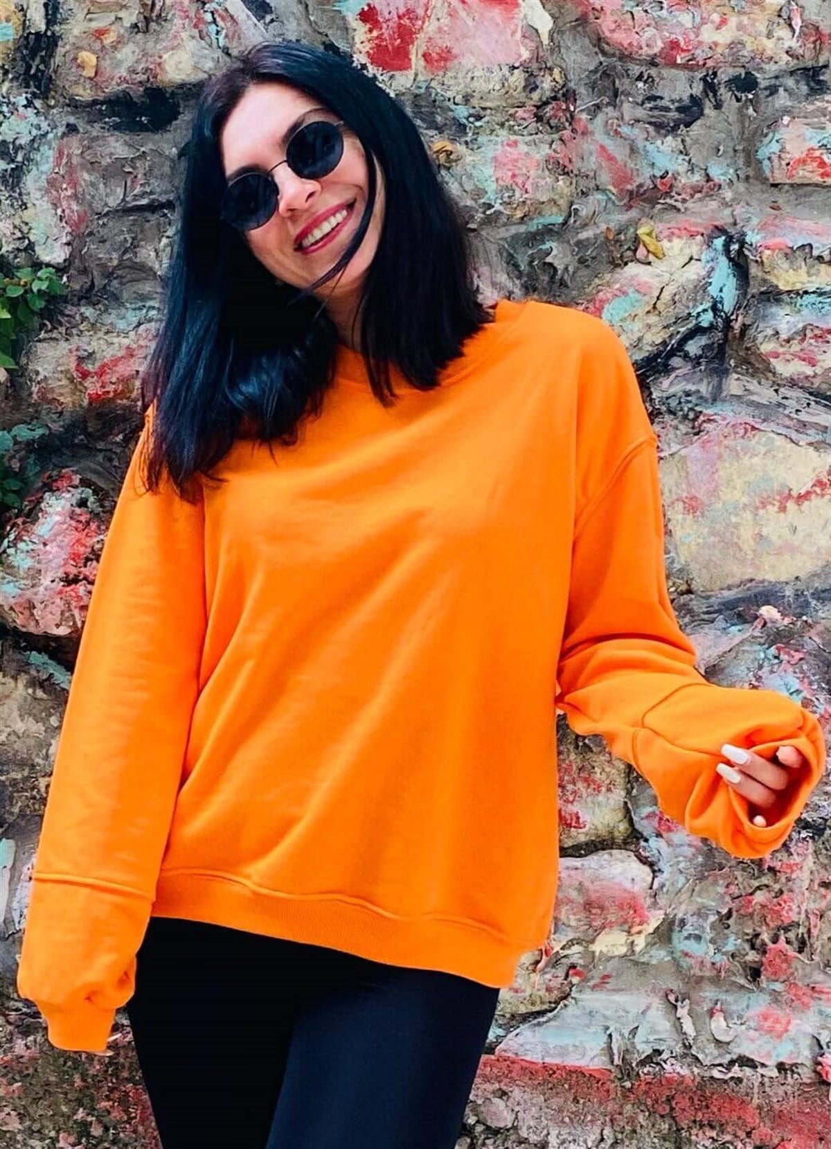 Turuncu Rahat Kalıp Sweat