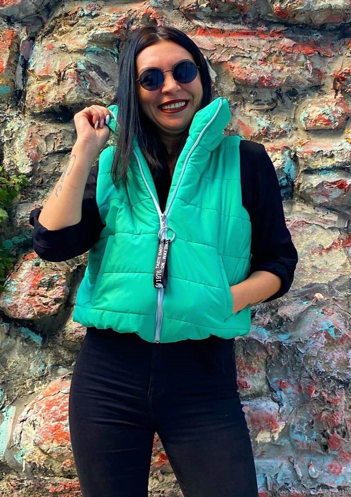Yeşil Su Geçirmez Micro Şişme Cepli Yelek