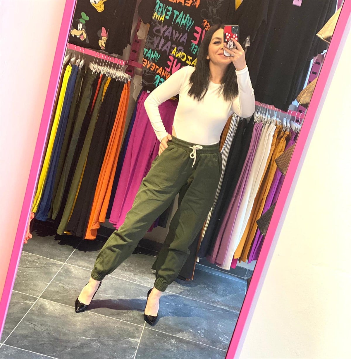 Zara Model Haki Keten Bel Paça Lastikli Pantolon