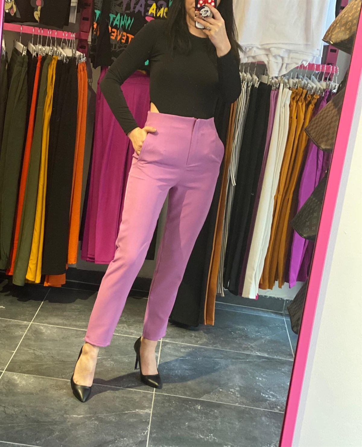 Zara Model Lila Atlas Kumaş Pantolon