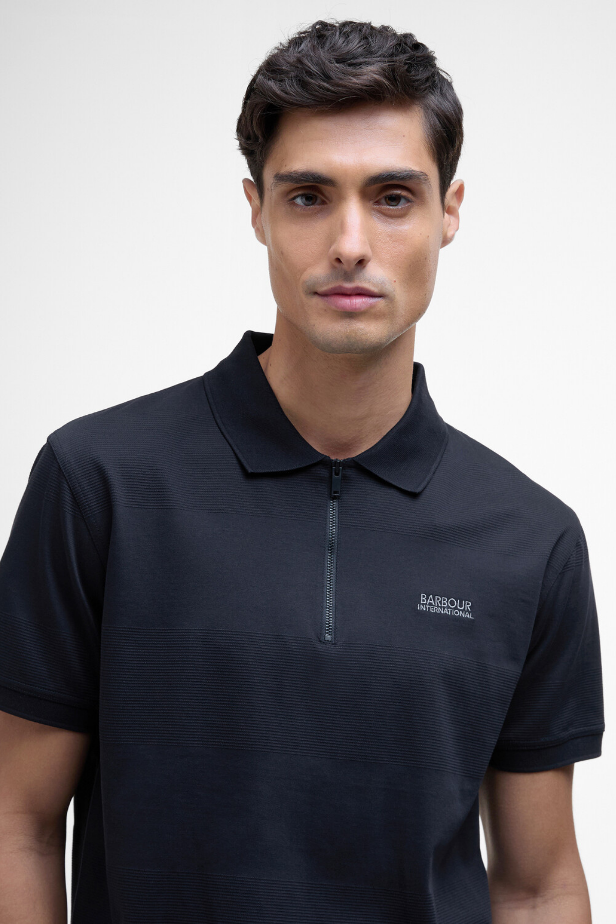 B.Intl Chapter Jacquard Texture Polo Yaka BK11 Black